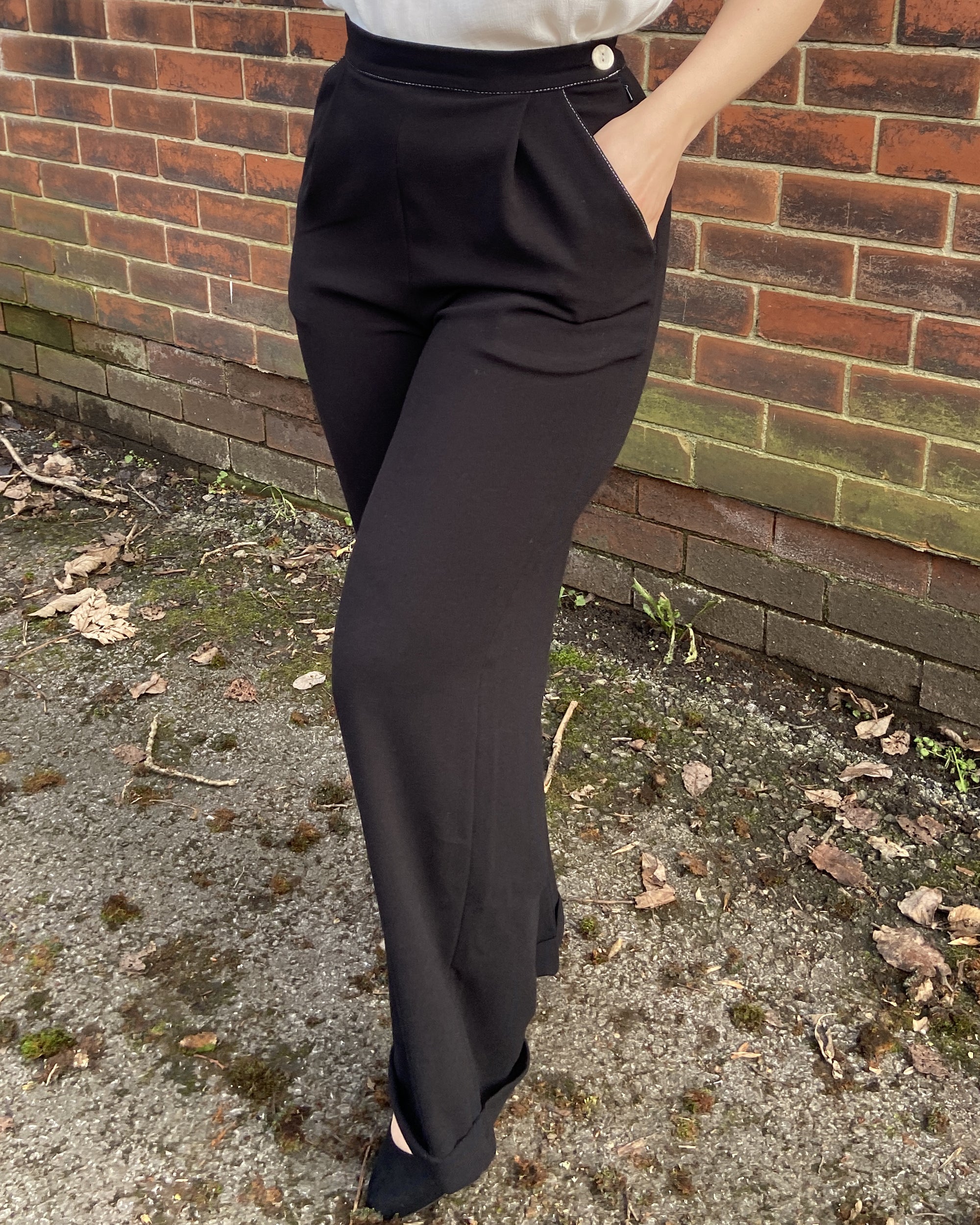 40s Hepburn Pleated Trousers - Black