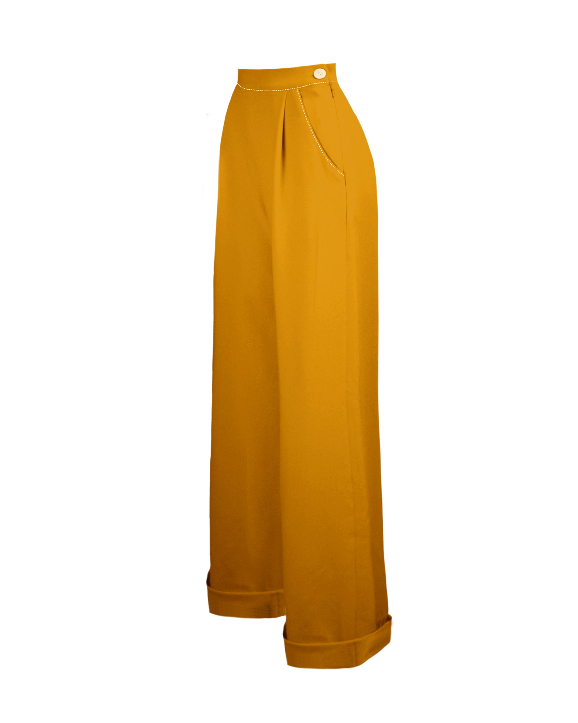 40s Hepburn Pleated Trousers - Mustard
