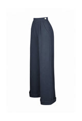 1940s Hepburn Pleated Trousers - Pinstripe