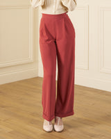 1940s Hepburn Pleated Trousers - Rosewood