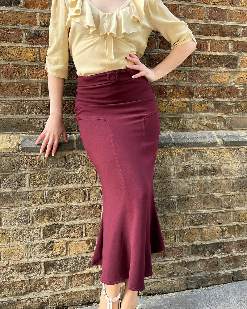 1930s Deco Panel Skirt - Aubergine