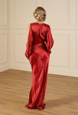 1930s Siren Evening Gown - Rust Satin