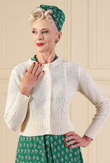 Vintage Cable Crop Cardigan - Ivory