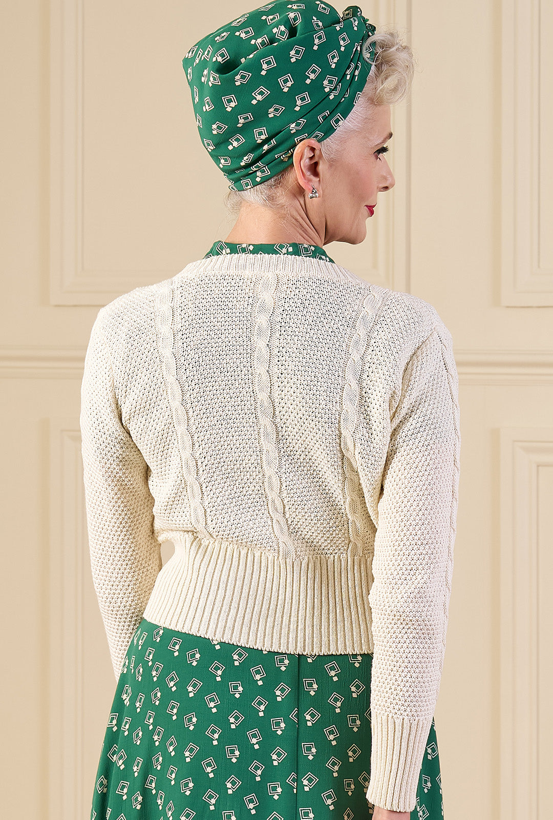 Vintage Cable Crop Cardigan - Ivory