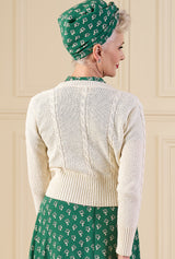 Vintage Cable Crop Cardigan - Ivory