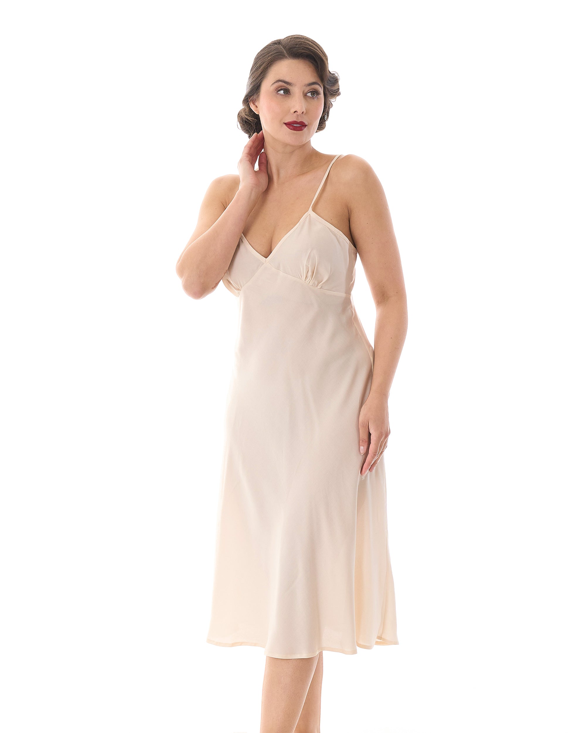 1930s Luxe Bias Cut Slip - Warm Ivory Silk Blend