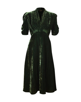 1930s Ivy Velvet Dress - Green