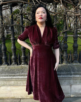 1930s Ivy Velvet Dress - Dusky Rose