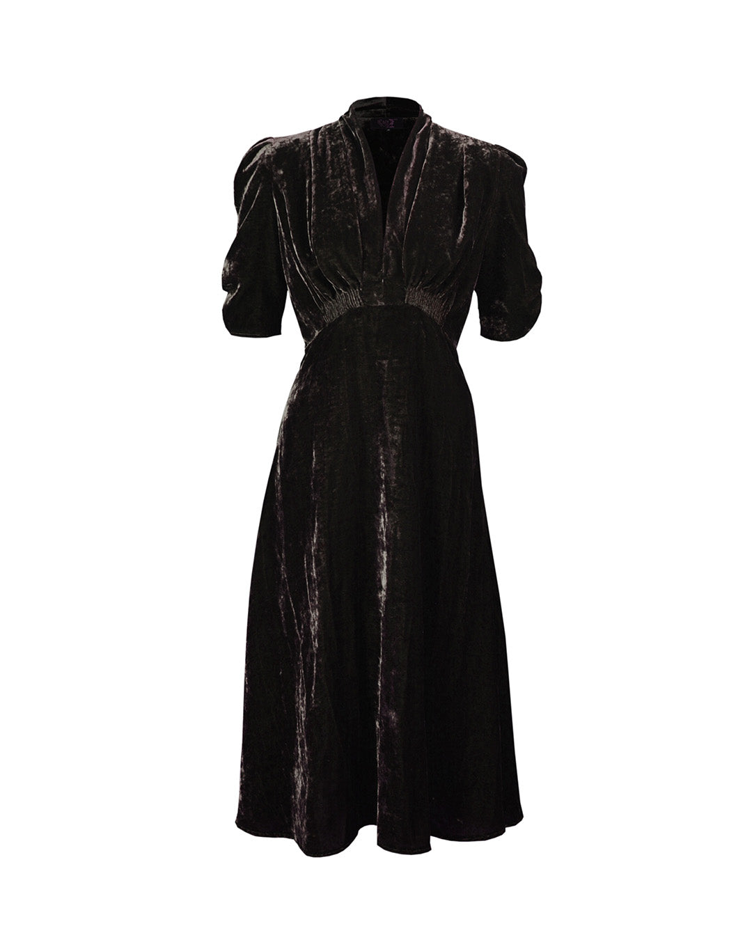 1930s Ivy Velvet Dress - Liquorice