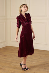 1930s Ivy Velvet Dress - Dusky Rose