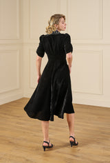 1930s Ivy Velvet Dress - Liquorice