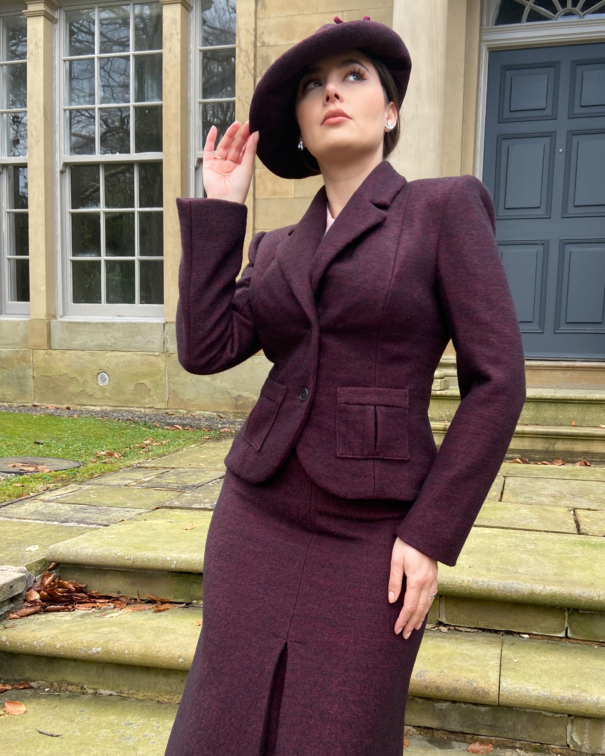 30s Tailored Jacket - Burgundy – House of Foxy