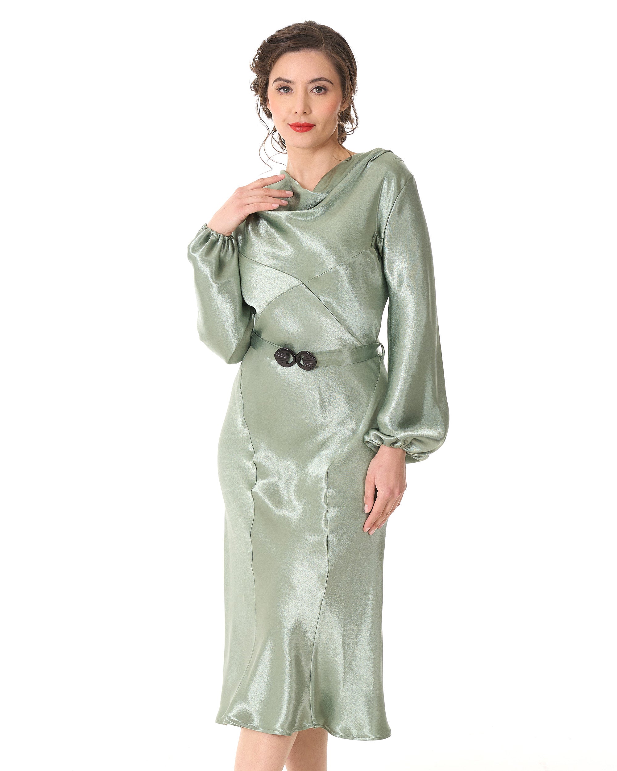 joanie green dress 1930s Joanie Bias Cut Dress