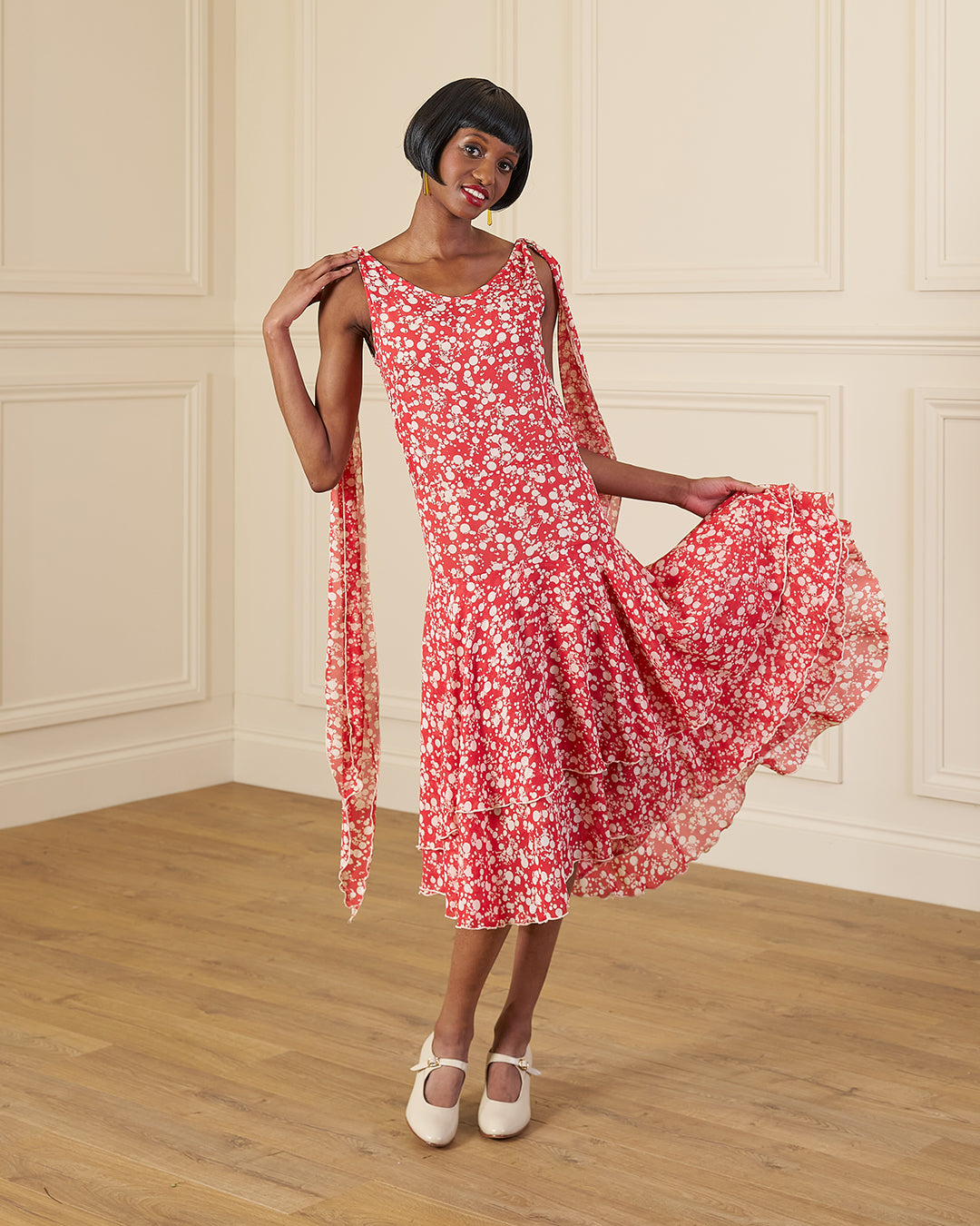 1920s Kitty Dress - Red Confetti
