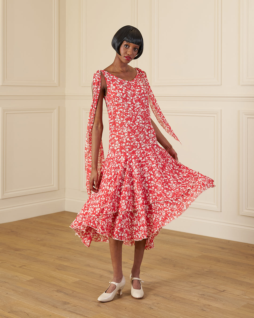1920s Kitty Dress - Red Confetti