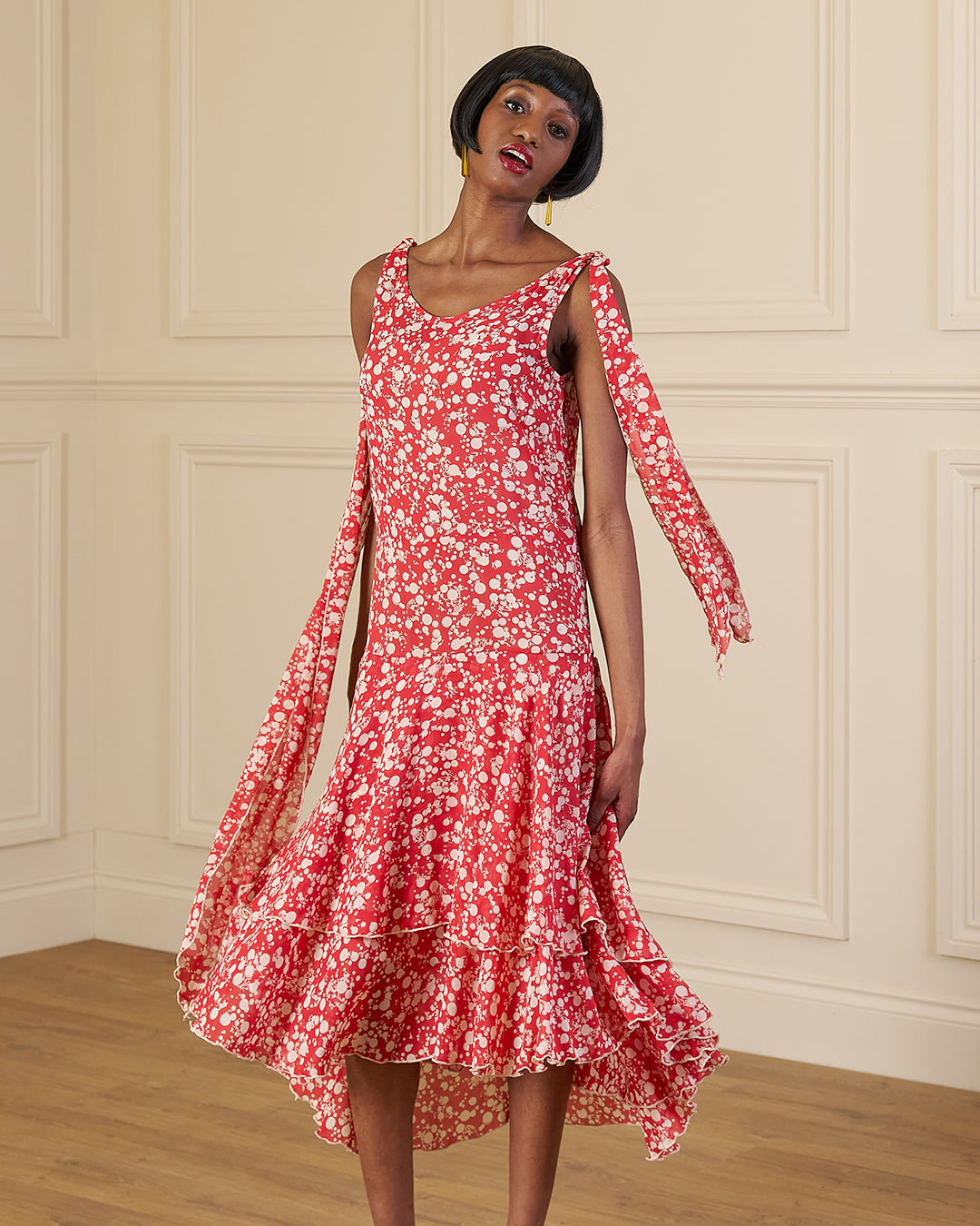 1920s Kitty Dress - Red Confetti