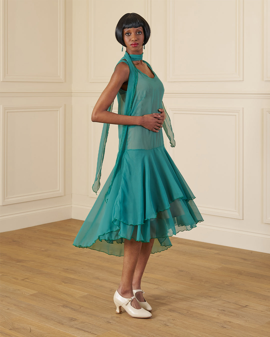 1920s Kitty Dress & slip - Jade Georgette