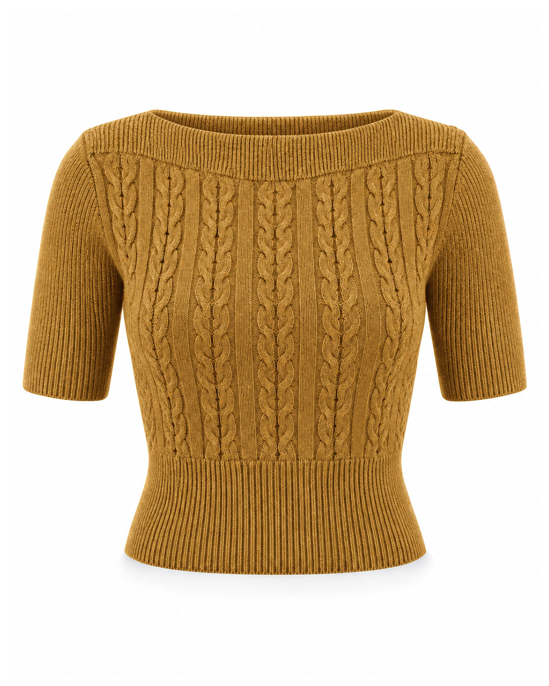 Lana Cable Crop Sweater - Mustard Merino Wool