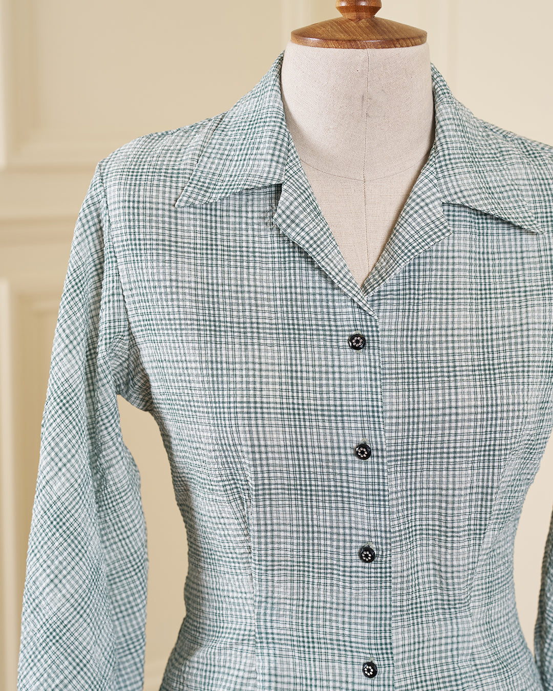 1950s Lola Blouse - Green Check