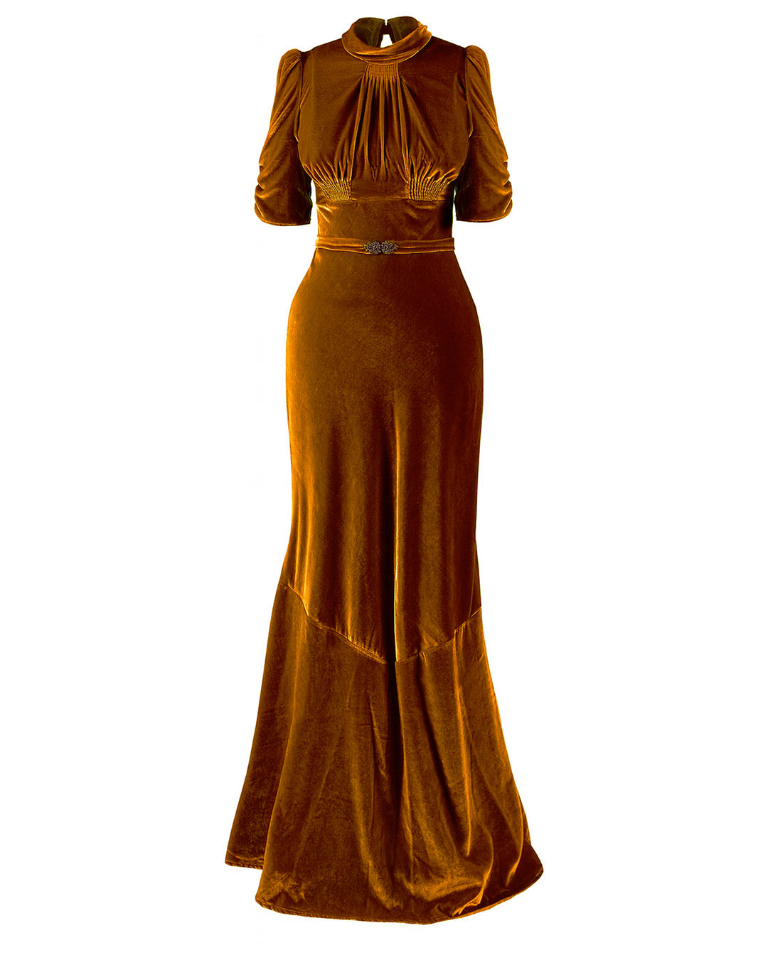 1930s Loretta Bias Gown - Gold Blaze Silk Blend Velvet