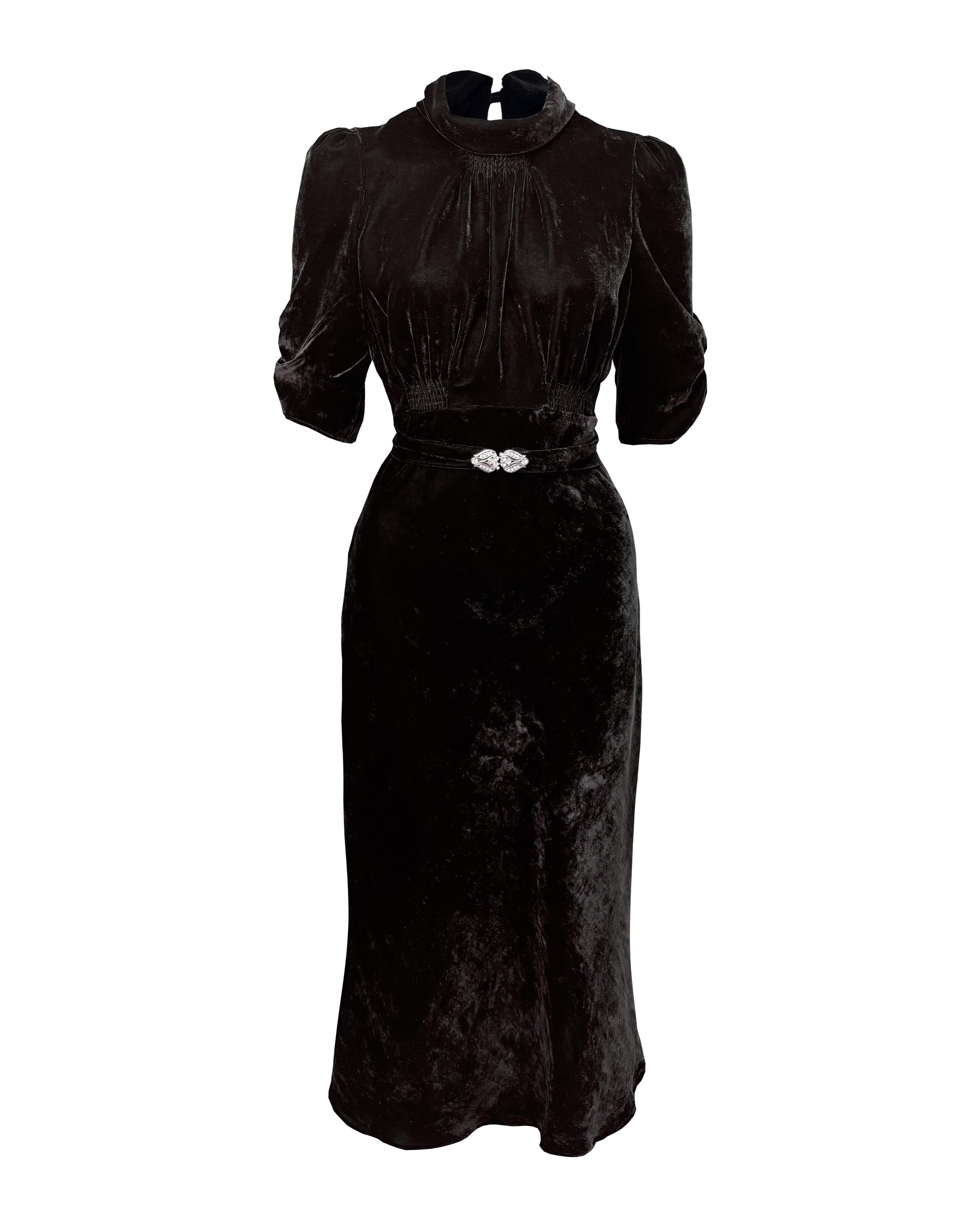 1930s Loretta Bias Dress - Liquorice