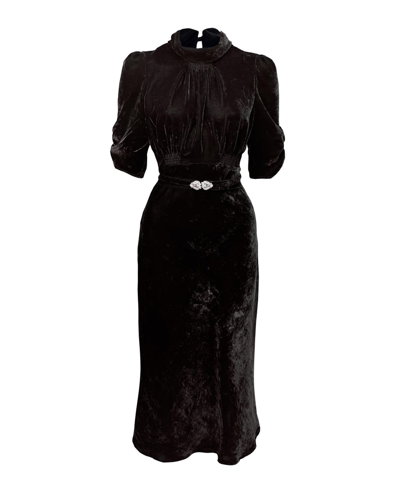 1930s Loretta Bias Dress - Liquorice