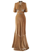 1930s Loretta Bias Gown in Champagne Silk Blend Velvet