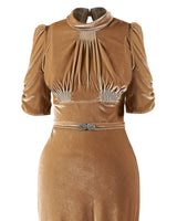 1930s Loretta Bias Gown in Champagne Silk Blend Velvet