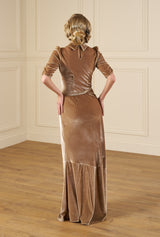 1930s Loretta Bias Gown in Champagne Silk Blend Velvet