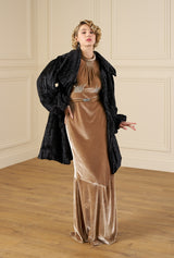 1930s Loretta Bias Gown in Champagne Silk Blend Velvet