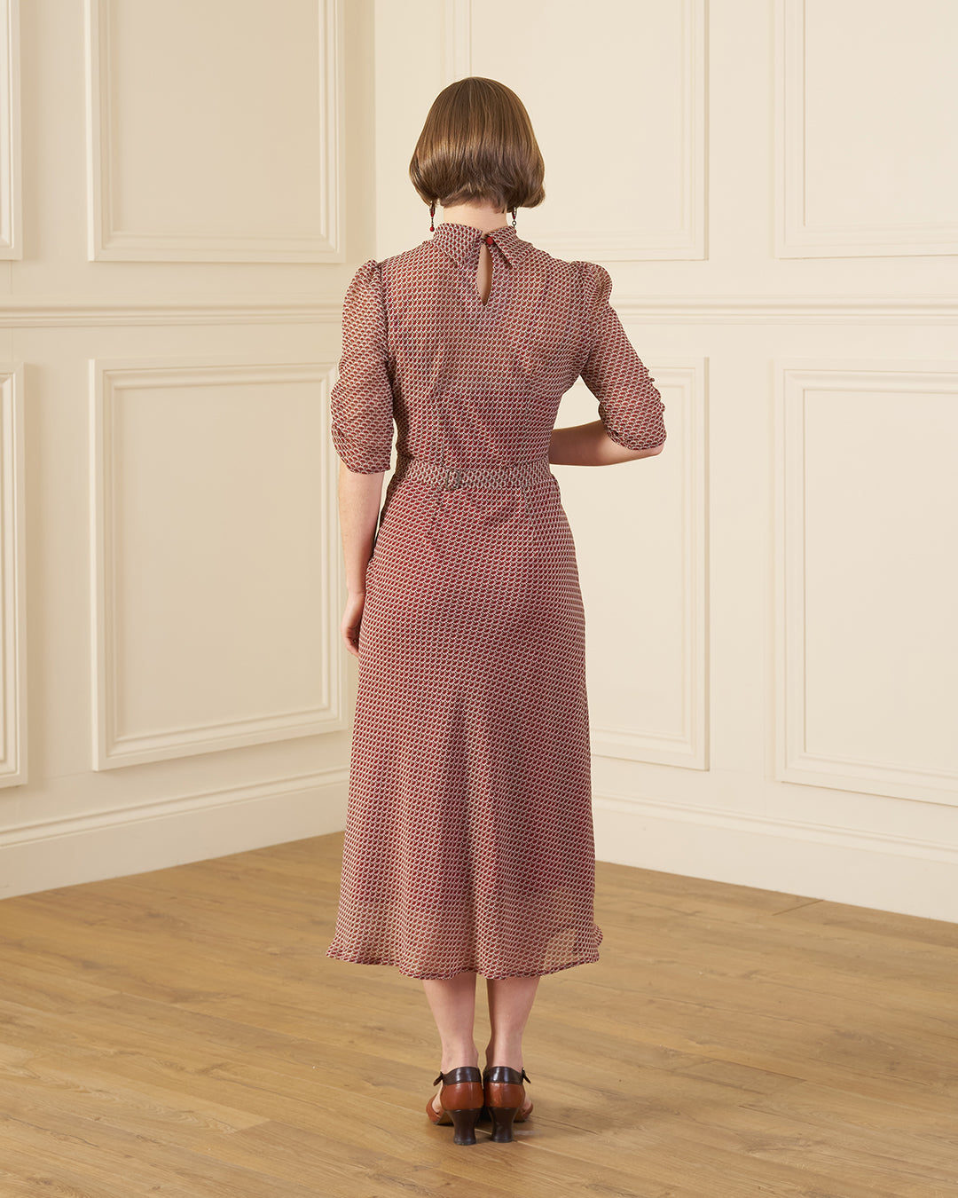 1930s Loretta Bias Dress - Art Deco Fan Georgette