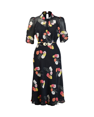 30s Loretta Bias Dress & Slip - Poppy
