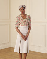 1940s Prim Pleated Skirt - Natural Fibre Ecru