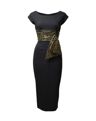 60s Manhattan Cocktail Dress - Black & Gold