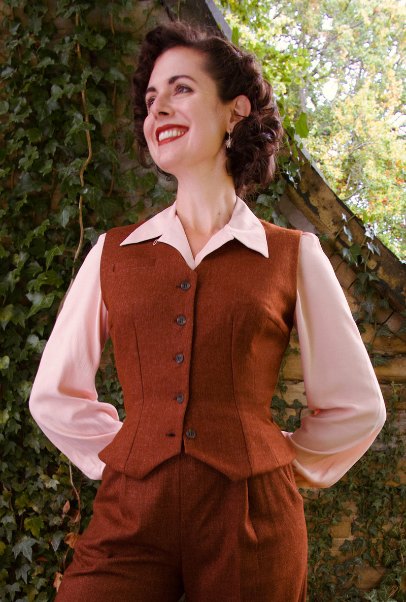 Margot Fitted Waistcoat in Maple Wool Blend