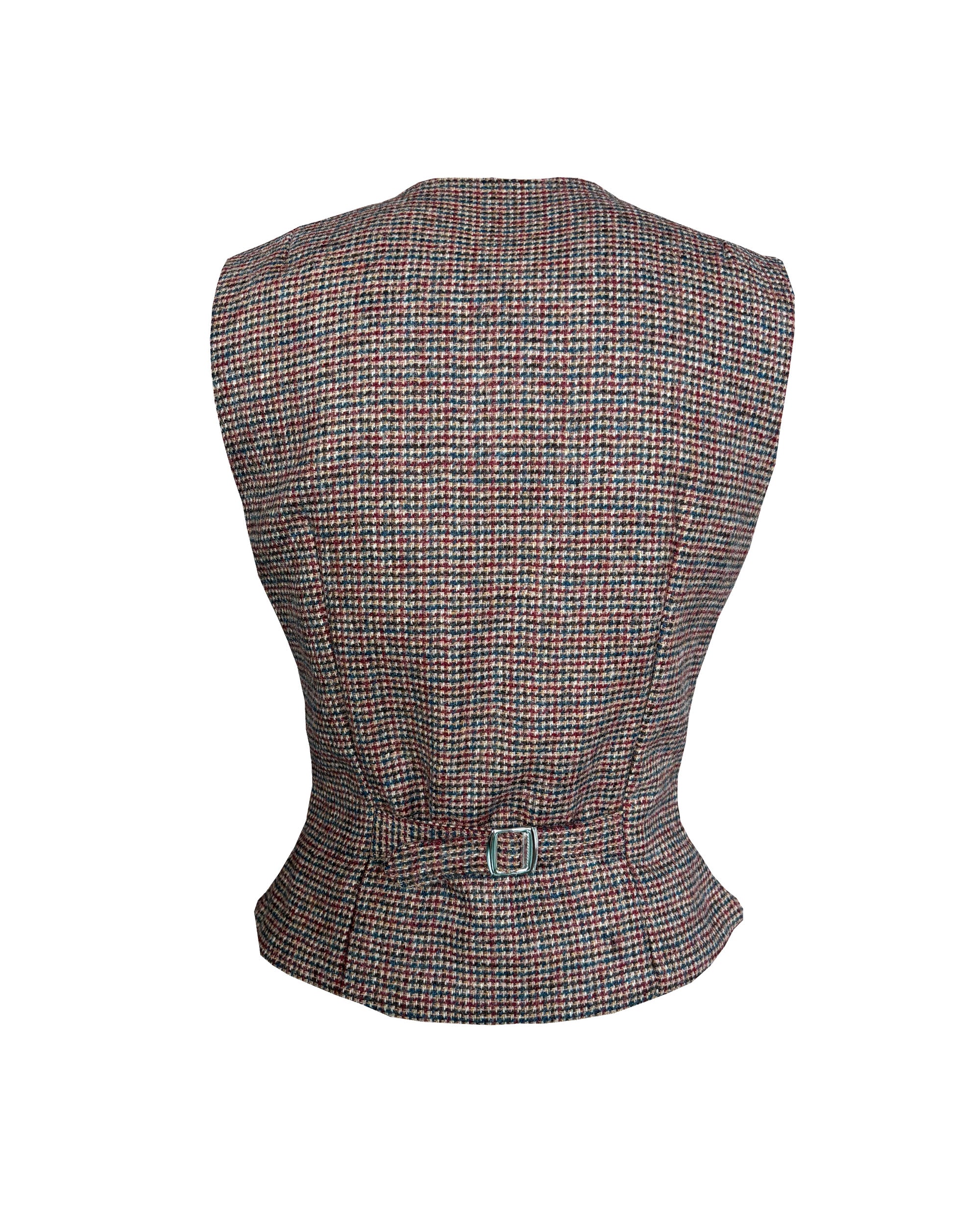 Margot Fitted Waistcoat - Walnut Check Wool