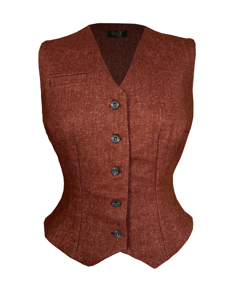 Margot Fitted Waistcoat in Maple Wool Blend