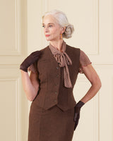 1930s Tie Neck Blouse - Art Deco Fan Georgette