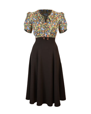 1940s Day Dress Styles, House Dresses 40s Martha Tea Dress - Autumn Posey40s Martha Tea Dress - Autumn Posey  AT vintagedancer.com