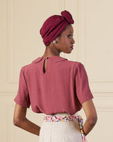 1940s Meet Again Blouse with Collar - Plum