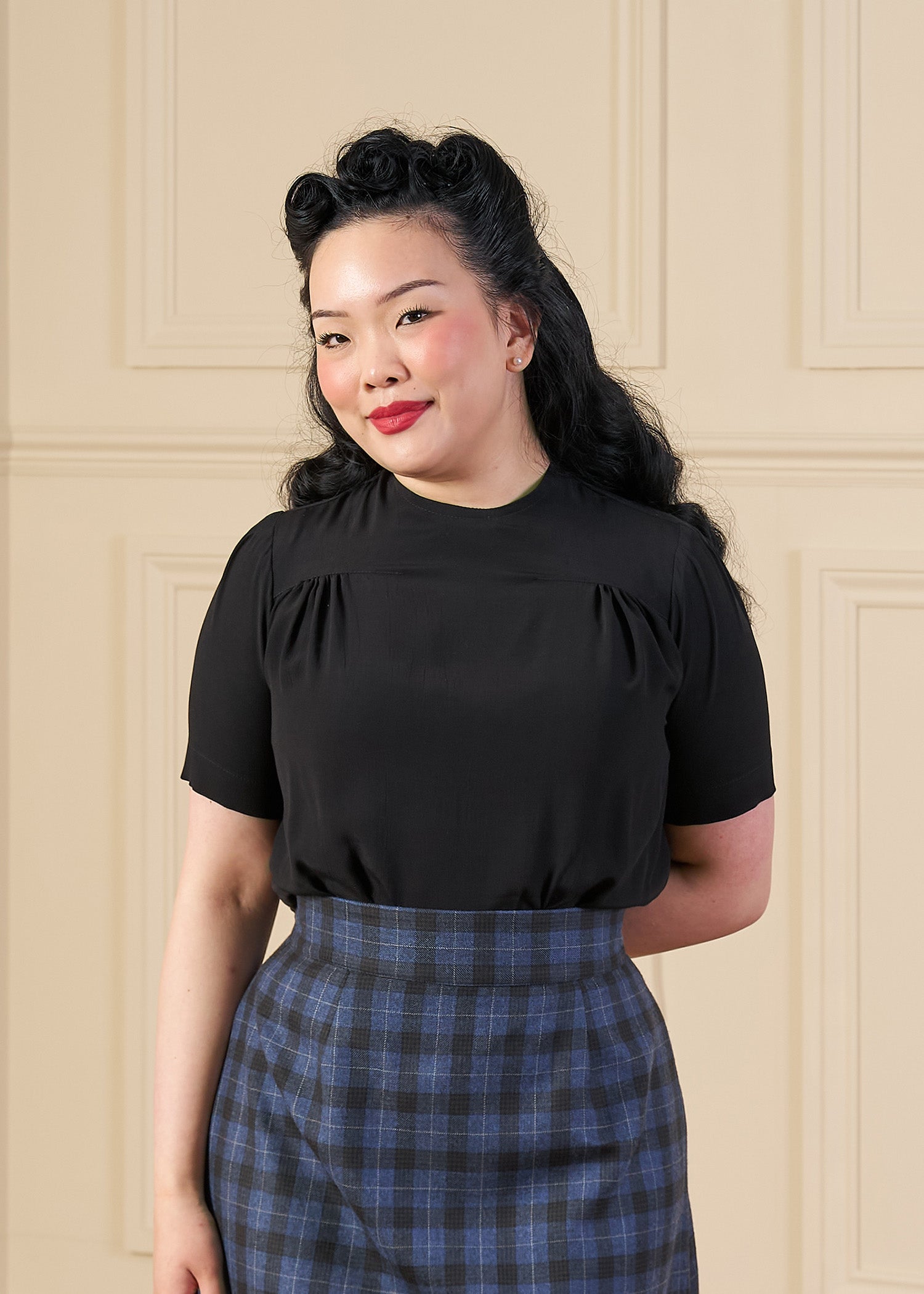 1940s Meet Again Blouse in Black