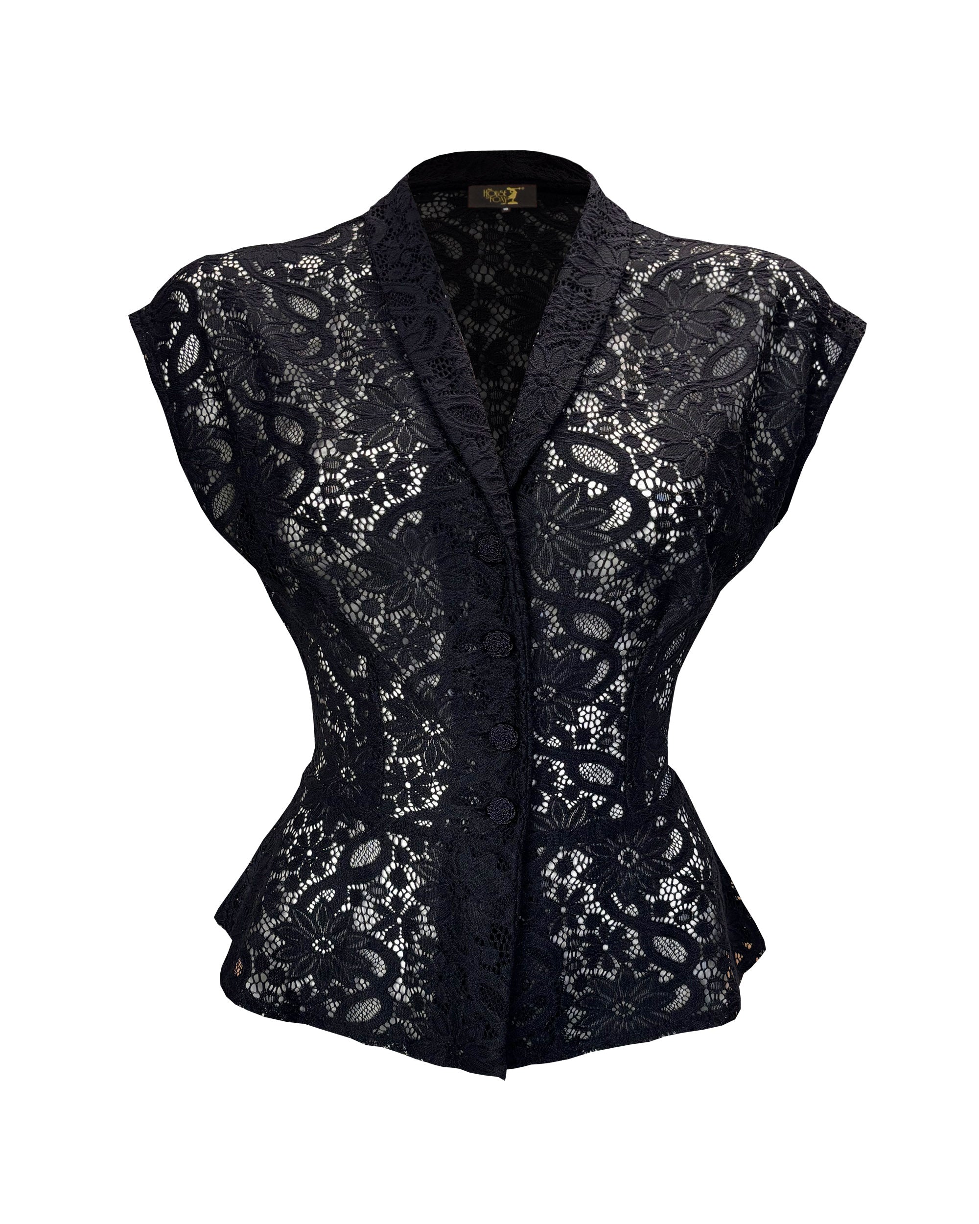 1950s Merle Blouse - Black Lace