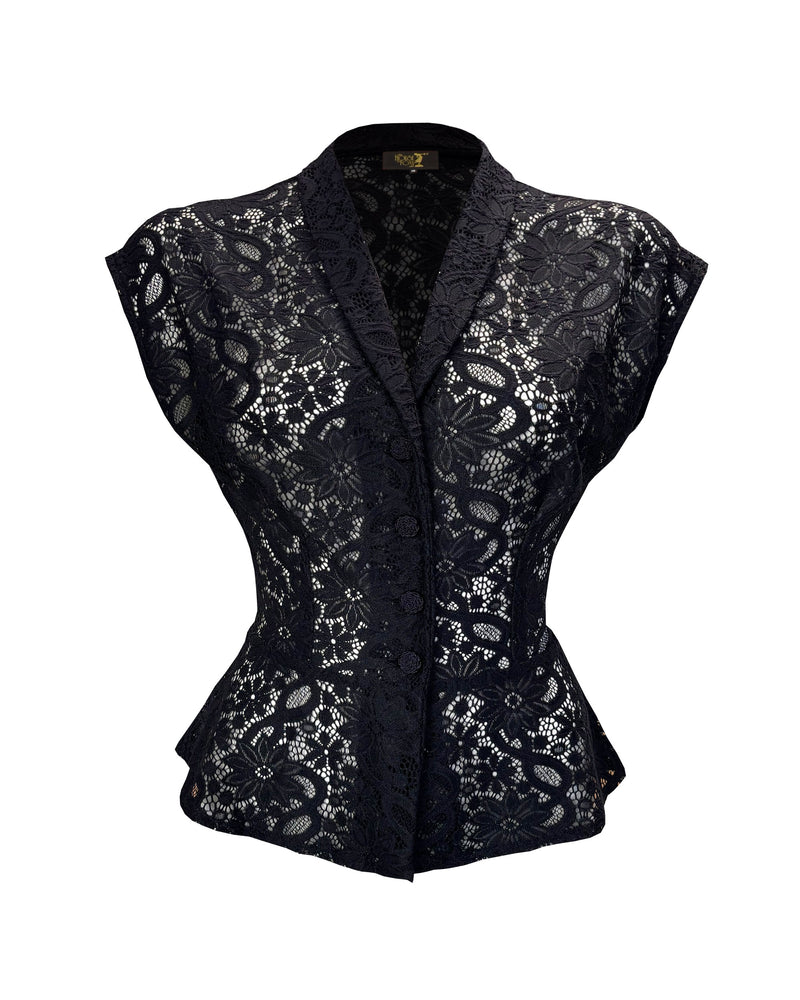 1950s Merle Blouse - Black Lace