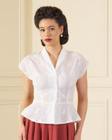 1950s Merle Blouse - Ivory Motif