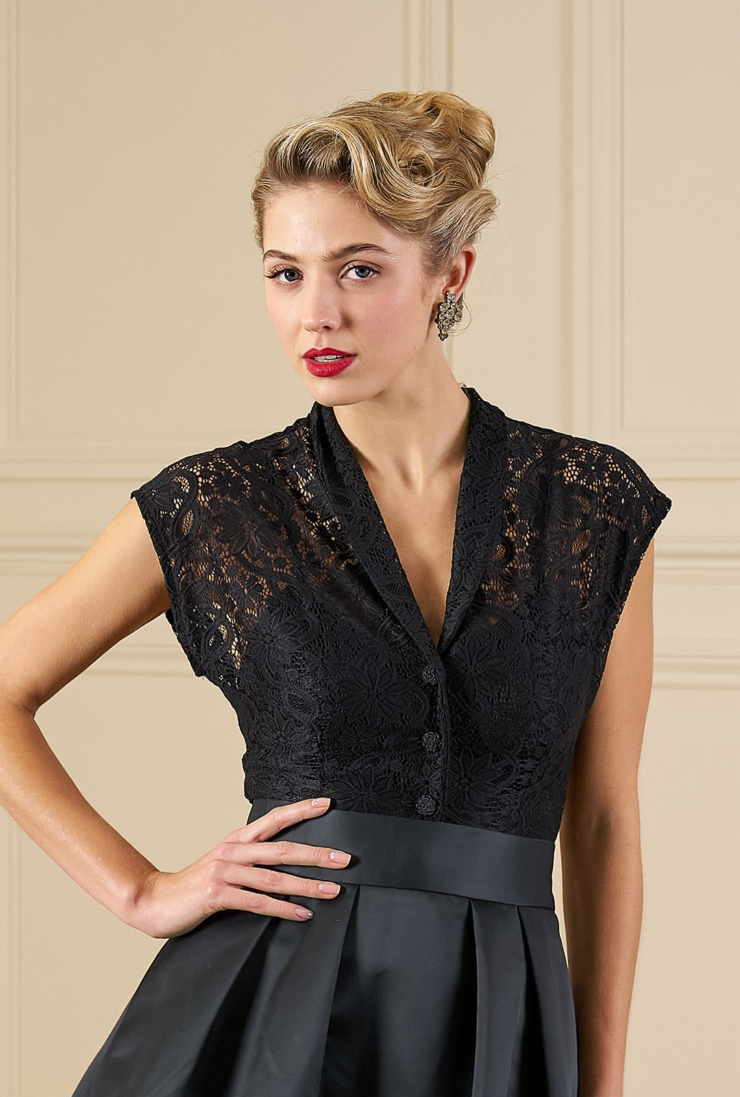 1950s Merle Blouse - Black Lace