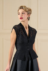 1950s Merle Blouse - Black Lace