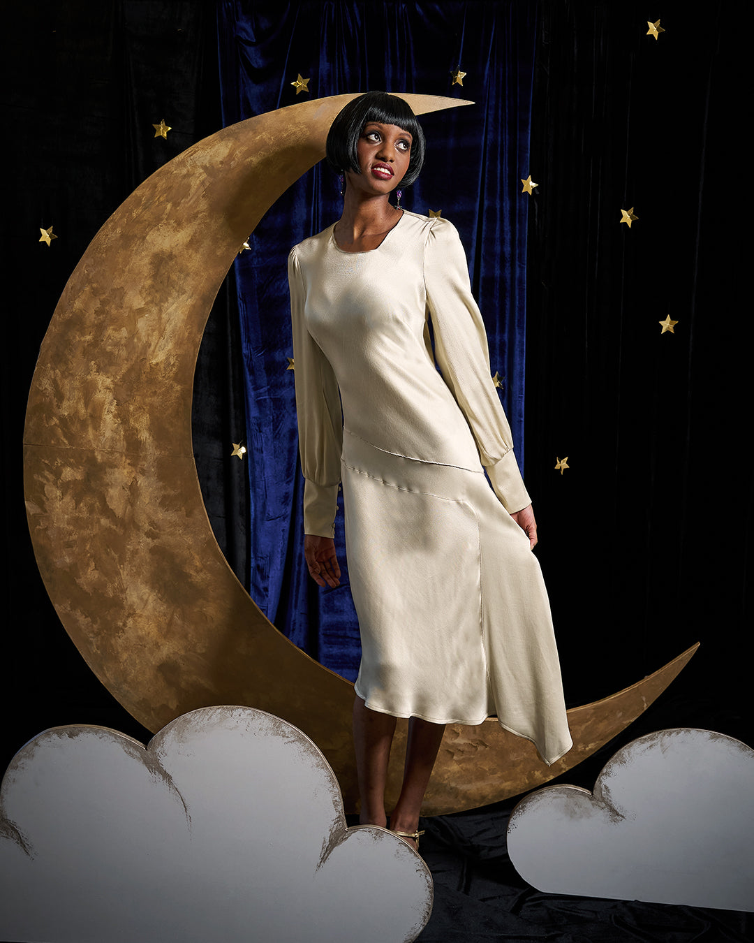 1920s Queenie Dress - Oyster Satin