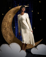 1920s Queenie Dress - Oyster Satin