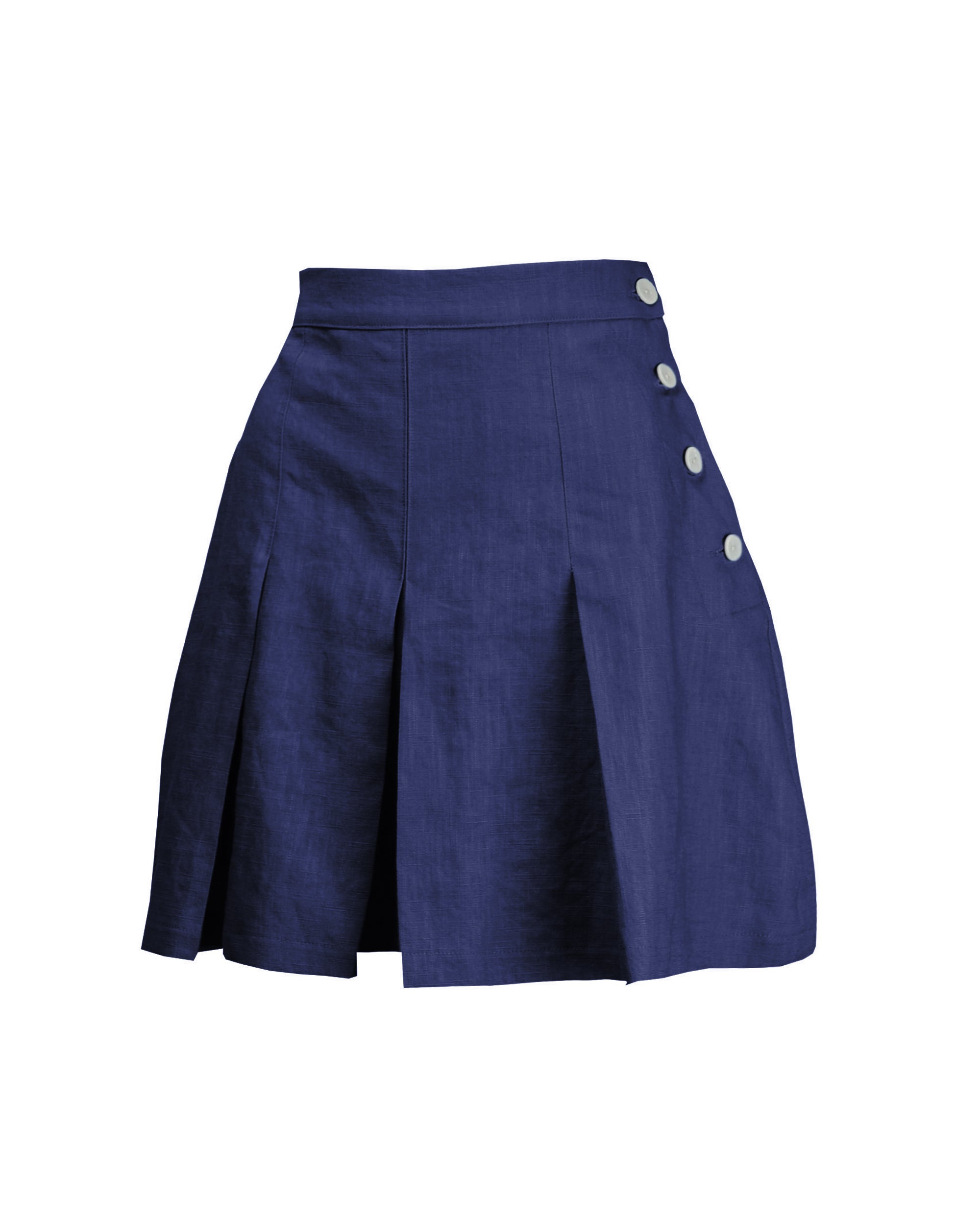 1930s Pleated Shorts -  Navy Natural Fibre