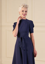 1940s Stanwyck Dress - Navy